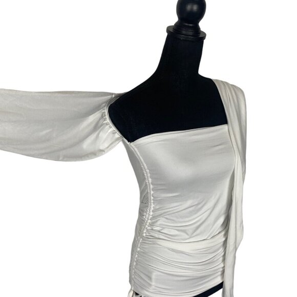 HOT MIAMI STYLES Women Wrap Top Size S White Sleeveless Feminine Classy 40-12 - Picture 6 of 10